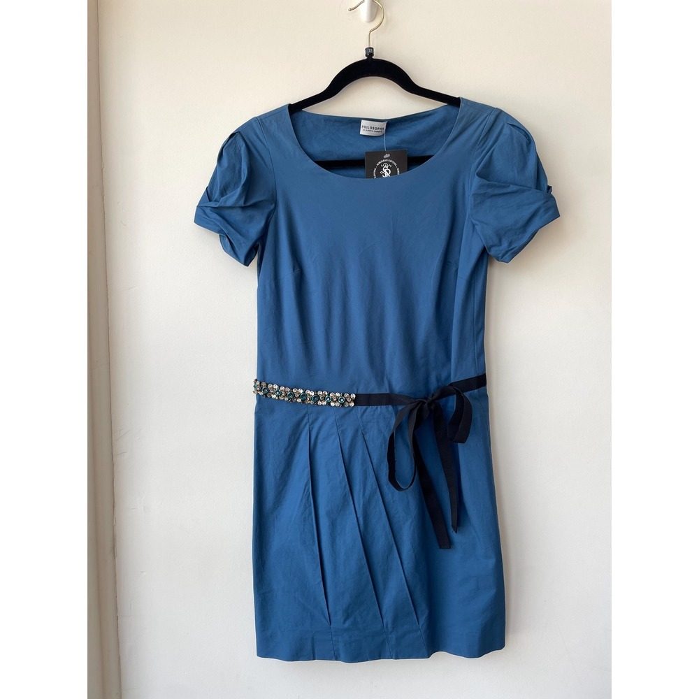 90s Di Alberta Ferreti Philosophy  Rhinestone Embellished Cotton Dress